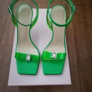 Mach & Mach French Bow Square Toe Sandal (Fluo Green)